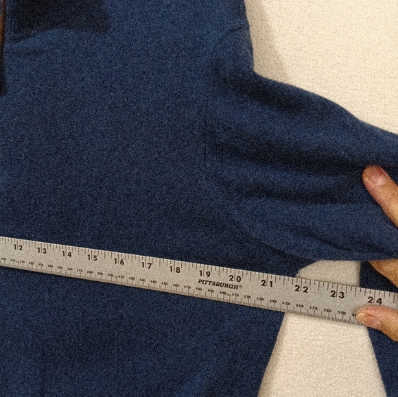 Filippo Riberti Dark Blue 1/4 Zip Long Sleeve Sweater Sz, L Wool Cashmere Blend - Picture 3 of 5